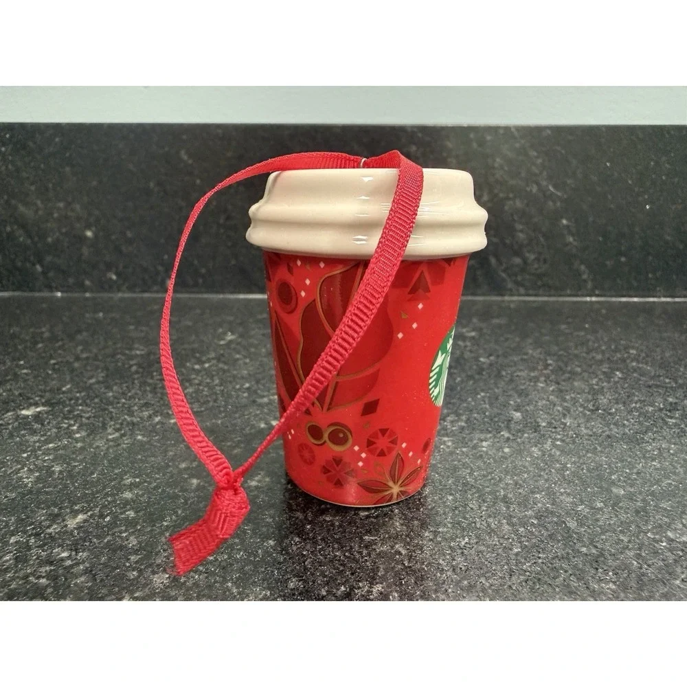 Starbucks 2013‎ Red Coffee Cup Holiday Christmas Tree Mini Ornament Collectible